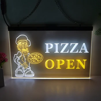 Пиццерия 2-Цветной Дисплей LED Неоновая Вывеска Домашний Декор Новогодняя Стена Свадебная Спальня 3D Ночник