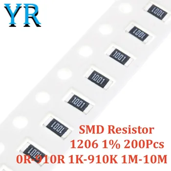 200шт 1206 1% SMD Резистор 0R-910R 1K-910K 1M-10M 16K 43K 8.2M 1.3M 3.6R 7.5K 36K 220K 1.1R 5.6R 3.6K 240R 910K 1.6R 56K