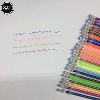 12 24 36 48 цветов/Комплект Флэш-Шариковая Гелевая Ручка Highlight Refill Color Full Shinning Refill Painting Pen Цветная Ручка Для рисования