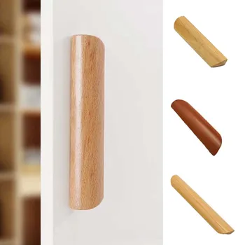 Ручки для мебели Nordic Modern из натурального дерева, ручки для выдвижных ящиков шкафа, дверцы шкафа, комода из массива дерева