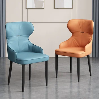 Удобные Роскошные обеденные стулья в скандинавском стиле, черные Металлические ножки, Кожаное кресло, кресло для отдыха, Дизайнерская мебель для гостиной Cadeiras