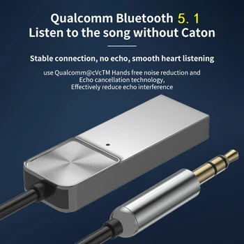 1 * USB Bluetooth 5.1 Автомобильный Приемник Аудио AUX Динамик Беспроводной Музыкальный Адаптер 3,5 ММ Автомобильный Светодиодный индикатор 10 М 30 см-113 см