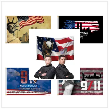 3x5 футов 911 мемориальный флаг 11 сентября 911 Баннер печать наружного баннера с двойной строчкой