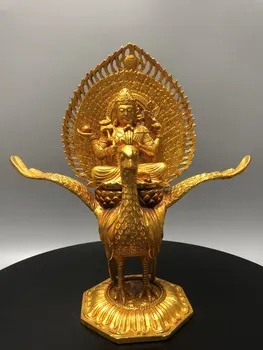 Большая статуя MOEHOMES, Коллекционная посуда из позолоченной бронзы, Статуя короля Павлина Даминга, изделия из металла