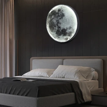 Настенный светильник Nordic Moon Креативный фон для гостиной Настенный светильник Простая настенная лампа для коридора, настенный светильник для спальни, прикроватная лампа