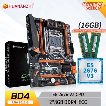 Материнская плата HUANANZHI X99 BD4 LGA 2011-3 XEON X99 с процессором Intel E5 2676 v3 с комбинированным комплектом памяти 2*8G DDR4 ECC set NVME NGFF