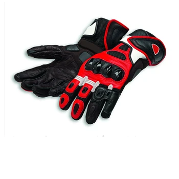 Мотоциклетные перчатки, Гоночные Кожаные Перчатки для защиты от падения на бездорожье, Подходят для Ducati C1 с Воздухопроницаемостью Черный/Красный
