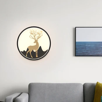 Sanmusion внутреннее освещение внутренний настенный светильник Украшение гостиной с рисунком скандинавского оленя детская комната черно-белые светодиодные лампы