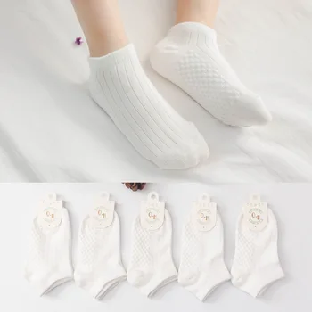 5 Пар/лот, детские чистые белые носки для маленьких мальчиков и девочек, однотонные дышащие хлопковые и эластичные Спортивные носки унисекс для детей от 3 до 12 лет