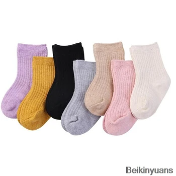 1 шт./партия носков, детские трикотажные носки для мальчиков и девочек, простые модные носки, хлопковые носки для новорожденных, простой модный стиль