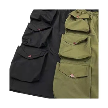 22SS KAPITAL Двухцветные эластичные повседневные шорты с несколькими карманами на шнурке, японский тренд, мужские и женские комбинезоны армейского зеленого цвета 1: 1