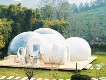 Живописное место курорта, отель, открытый звездное небо, надувной шатер bubble house