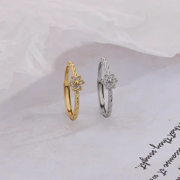 Милые кольца с цветами из циркона для женщин, регулируемое кольцо, модные Корейские аксессуары, модные украшения серебристо-золотого цвета, подарки
