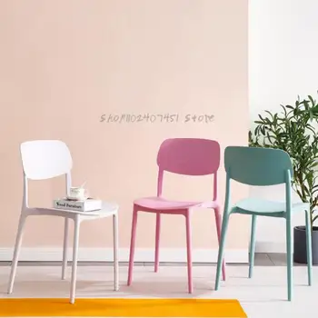 Скандинавский пластиковый обеденный стул, домашний стул для взрослых, стул со спинкой, рабочий стул, магазин чая с молоком, стул для отдыха, стул для макияжа