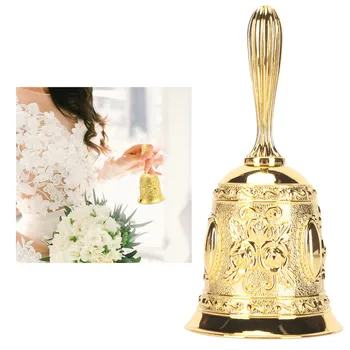Золотое кольцо-колокольчик с тиснением Золотой звонок для ресторанного обслуживания Ручной колокольчик для свадебных мероприятий Украшение дома a