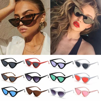 1шт Женские Сексуальные солнцезащитные очки с кошачьим глазом, маленький треугольник, винтажные женские солнцезащитные очки, Красная женская трендовая уличная одежда, очки с UV400 оттенками