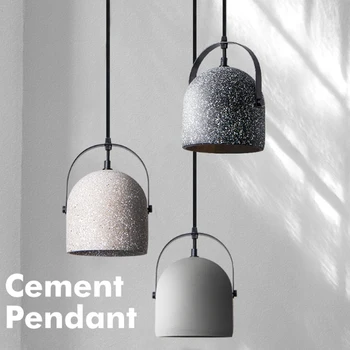 Современный простой подвесной светильник E27 с одним цементом, Скандинавский Креативный Ретро Светодиодный Декор для спальни, гостиной, столовой, Серый светильник