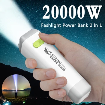 Мини-факел Выделите светодиодный фонарик Зарядка через USB Фонарик Power Bank 2 В 1 Портативный Кемпинг Водонепроницаемый Фонарик дальнего действия