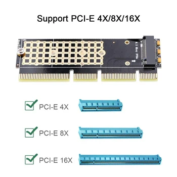 Адаптер M.2 NVME SSD Для PCIe-Карты M.2 Key M Драйвер С Силиконовой Охлаждающей Подставкой Адаптер жесткого Диска Поддерживает Слот PCIe x4x8x16