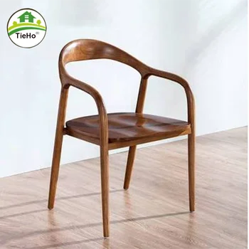 Обеденный стул из массива дерева Скандинавский Простой стул для гостиной Со спинкой Винтажный деревянный обеденный стул Мебель для дома