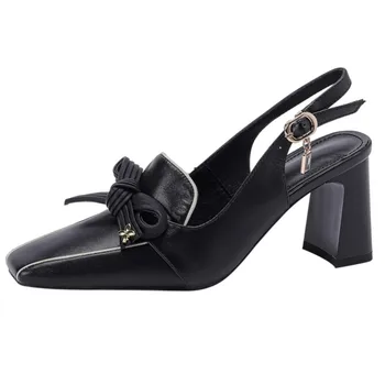 Большие размеры 34-46, новые женские босоножки из коровьей кожи, летняя женская обувь на высоком каблуке 7 см, офисная обувь для летних вечеринок