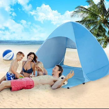 Очень большая пляжная палатка UPF 50 + Sun Shelter, легкая портативная Автоматическая Всплывающая палатка для кемпинга на 3-4 человека, для пеших прогулок на открытом воздухе