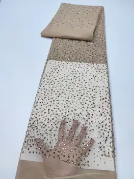 Нигерийская Французская Тюлевая Кружевная Ткань с полными камнями ZH-12288511 Высококачественная Африканская Сетчатая Ткань Для Платья Для вечеринки