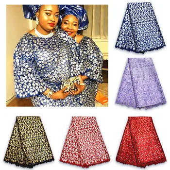 2023 Африканское кружево из органзы ручной работы кружевная ткань 5 ярдов красивая нигерийская кружевная ткань для пошива одежды с большим количеством блесток и камней