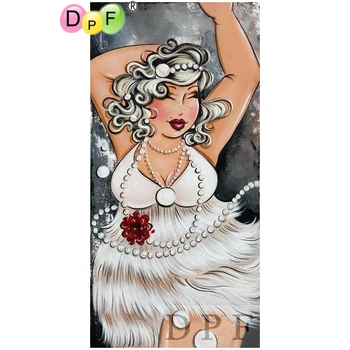 DPF алмазная вышивка Женщина в белом платье алмазная живопись вышивка крестом поделки алмазная мозаика горный хрусталь домашний декор