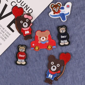 Вышитые нашивки с мультяшным медведем для детской одежды Аксессуаров багажа Вышивка Утюгом на новых нашивках Значках наклейках