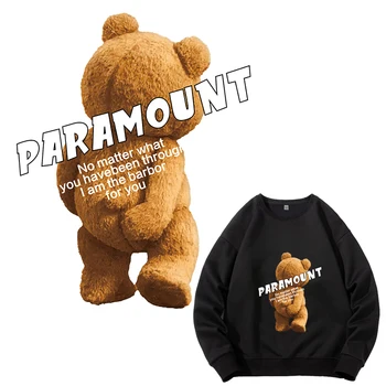 Популярная футболка с теплопередачей плюшевого медведя бренда Tide, виниловые наклейки с животными ручной работы горячего прессования.