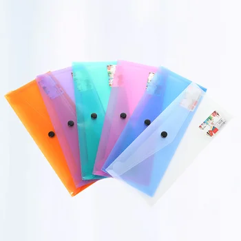 6 Шт Цветные Конверты Пластиковый пакет для документов Прозрачные папки формата А4 Красочные Аксессуары для студентов Кнопка