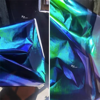 Переливающаяся светоотражающая ткань, темно-сине-зеленая водонепроницаемая ткань, фоновый декор 