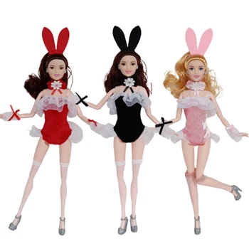 Новая кукольная одежда 1/6, модная одежда для девочки-кролика для куклы Барби, сексуальный стиль, с ушками и длинным носком, 30 см, аксессуары для куклы, игрушка