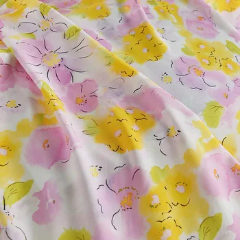 Высококачественная однотонная вискозная хлопчатобумажная ткань с цифровой печатью пастельных цветов для шитья летних детских платьев рубашек