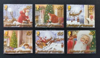 6 шт., остров Гернси, 2003, рождественские марки, настоящий оригинал, коллекция в хорошем состоянии, коллекция марок