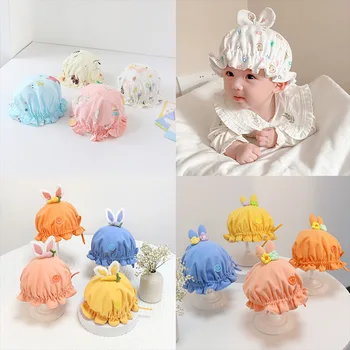 Весенне-осенние шапочки для маленьких девочек, Хлопчатобумажные однотонные детские шапочки и кепки для новорожденных 0-24 месяцев, вязаная шапочка с кружевными цветами