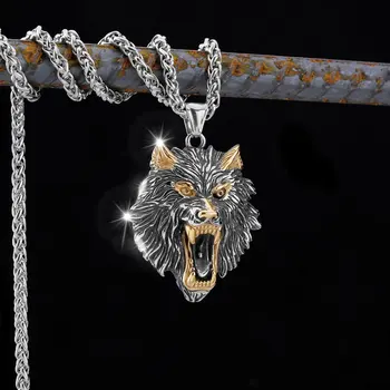 Ожерелье с подвеской в виде головы волка викинга 316L, винтажные ювелирные изделия из нержавеющей стали, ожерелье-амулет норвежского викинга, подарок для мужчин и женщин