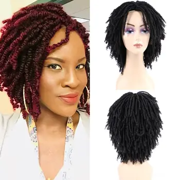 Искусственные парики locs для чернокожих женщин Синтетическая афро Африканская прическа Плетеные парики Короткие Черные парики из крученых волокон, связанные крючком