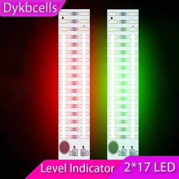Dykbcells 2x17 LED USB Mini Music Spectrum Lighting Индикатор уровня голосового управления звуком Микрофон для усилителя мощности MP3