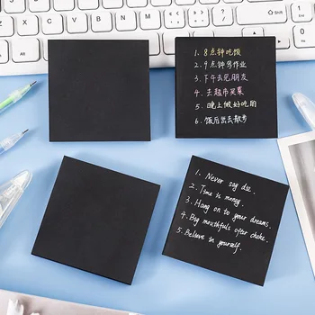 2 шт. Черные самоклеящиеся блокноты для заметок Easy Post Notes для офиса, школы, дома 50 листов /комплект