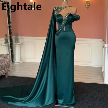 Темно-зеленые платья для выпускного вечера Xijun 2023, вечерние платья с рукавами-капельками на одно плечо, украшенные кристаллами, расшитые бисером, вечернее платье длиной до пола по индивидуальному заказу