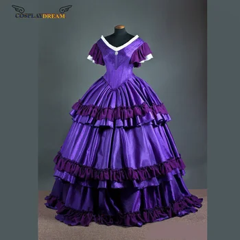 Историческое фиолетовое бальное платье принцессы Викторианской Гражданской войны, длинные платья Скарлетт, Винтажные Элегантные свадебные платья в готическом стиле для новобрачных