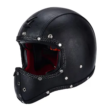 Новый винтажный кожаный мотоциклетный шлем Casco Moto Ретро Мотоцикл Скутер ABS Противоударный шлем Легкий шлем для лица