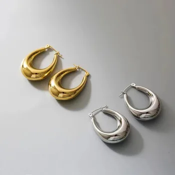 Женские серьги-кольца в форме полой воды из нержавеющей стали, металлический обруч золотого, серебряного цвета, базовые модные украшения, подарки для вечеринок
