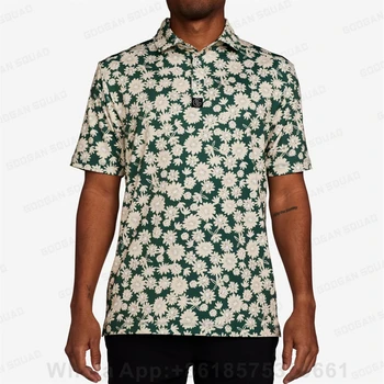Мужские летние поло гольф рубашка с коротким рукавом быстрый сухой спортивная одежда повседневная нагрудные кнопку быстросохнущие печатных многофункциональная футболка