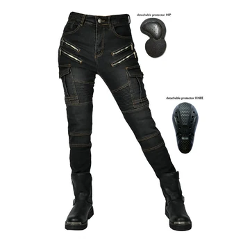 Женские ковбойские брюки для мотокросса, мотоджинсы, мотоциклетное снаряжение для предотвращения падения, мотоциклетные брюки с защитой