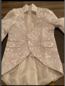 Новое поступление, Детское Платье Для мальчиков с Обручальным Кольцом на Заказ, Высококачественный Белый Костюм Для мальчиков с принтом, 2 предмета (куртка + брюки)