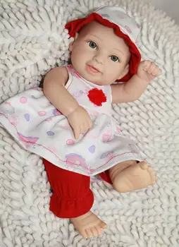 11-дюймовая мини-кукла-девочка, мягкие силиконовые виниловые куклы, кукла-Реборн, кукла-младенец в красном платье, кукла-американка, кукла-младенец, игрушка-кукла
