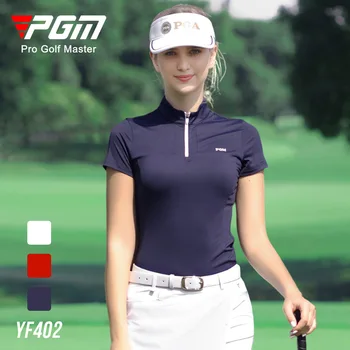 Одежда для гольфа PGM, женская футболка с коротким рукавом, спортивные топы на открытом воздухе, дышащая рубашка для гольфа с коротким рукавом, одежда, одежда YF402